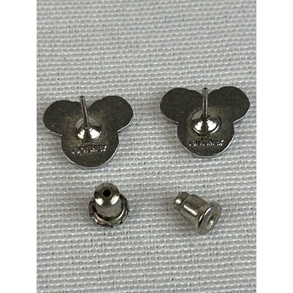 Disney Minnie Mouse Head Stud Earrings Black Red Enamel - Picture 5 of 7